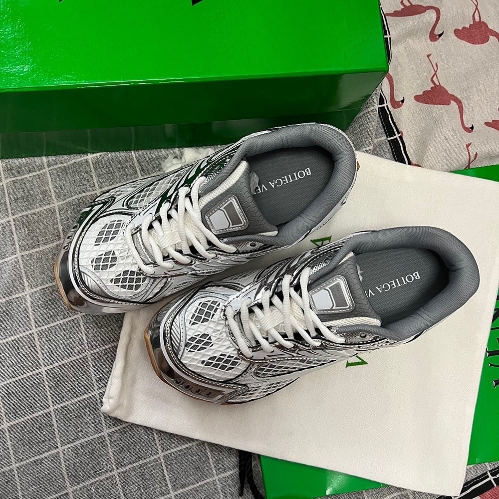 Bottega Veneta White and Gray Sneakers